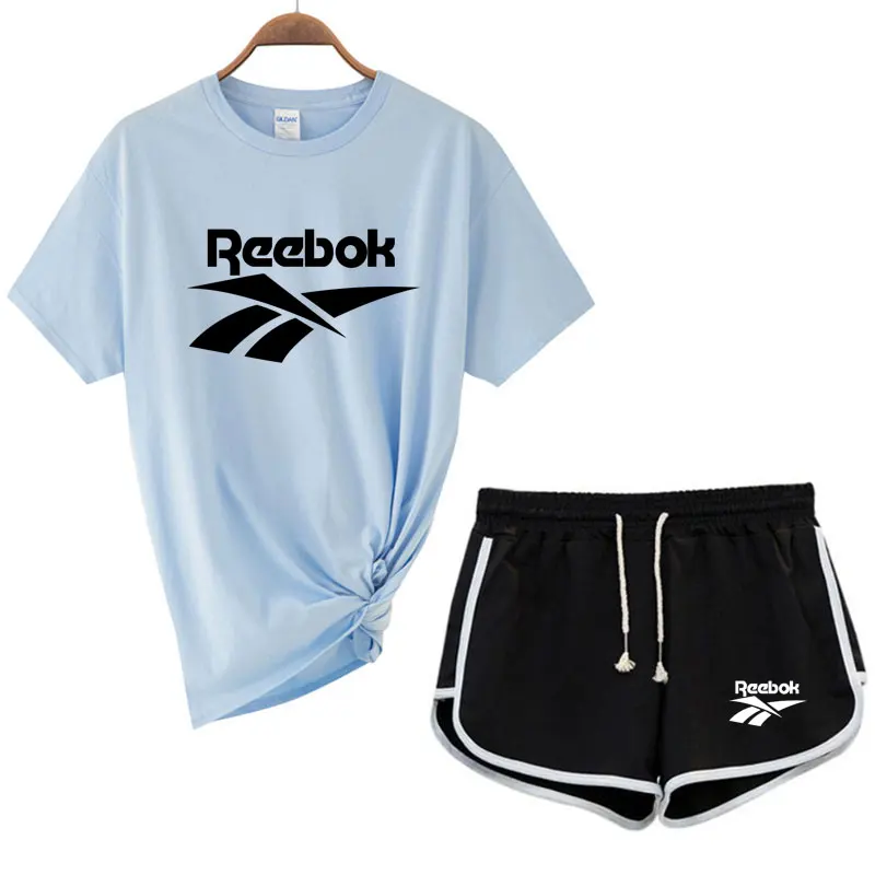 

New 2021 summer Plus size Women sets print T shirts + Black shorts 2 piece set Female Casual sweat suits