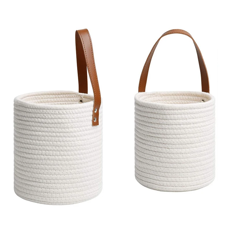 

Set of 2 Jute Hanging Basket, Jute Wicker Basket for Plants & Accessories, Hanging Woven Wall Basket Decor