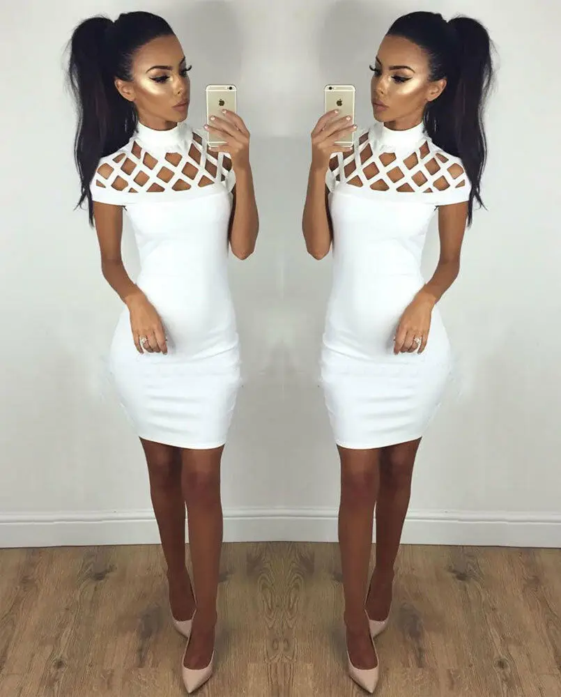 Модное новейшее женское сексуальное облегающее платье-чокер для отдыха с