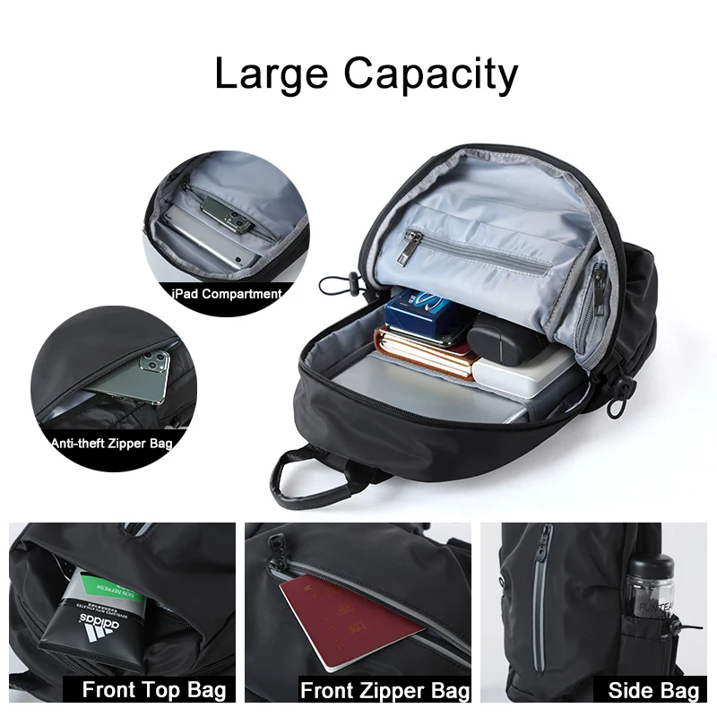 Mens USB Charging Crossbody Bag Mens Chest Bag Men Anti Theft Shoulder Bag Package Messenger Travel Bags Male Cross Body Bags