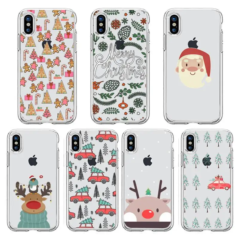 

Merry Christmas Santa Claus Phone Case Transparent soft For iphone 5 5s 5c se 6 6s 7 8 11 12 plus mini x xs xr pro max