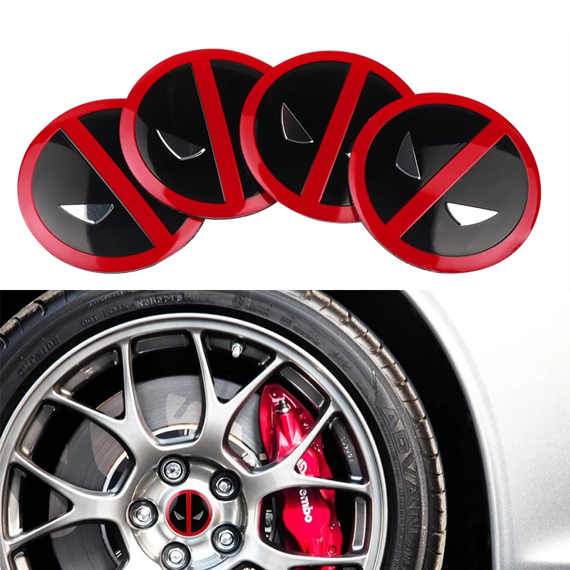 4 шт. автомобильный Стайлинг 56 мм колпачок ступицы колеса наклейки Дэдпул логотип