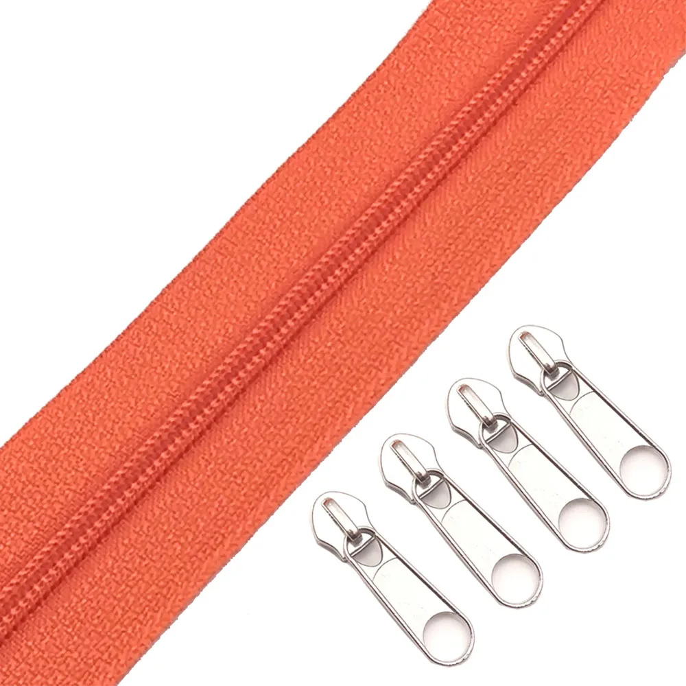 157 Orange 3 м 3# нейлоновые катушки молнии навалом с 5 шт. молнии слайдер-для костюма, одежды, других рукоделия - Цвет: 157 Orange