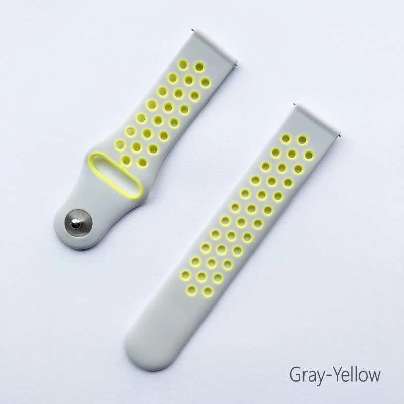 GrayYellow Сменный силиконовый ремешок для Xiaomi Huami Amazfit Bip BIT Youth 20 мм спортивные Ремешки для наручных часов для Xiaomi amazfit GTS watch - Цвет: GrayYellow