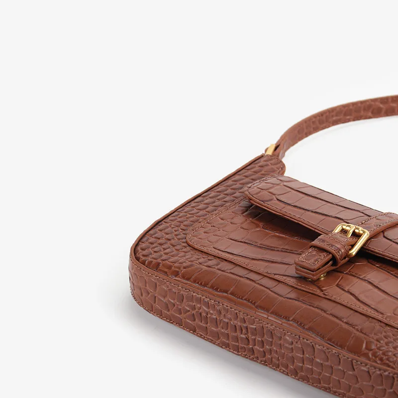 Classic fashion ladies handbag casual women Baguette bag brand style shoulder bags ALLIGATOR cowhide split leather