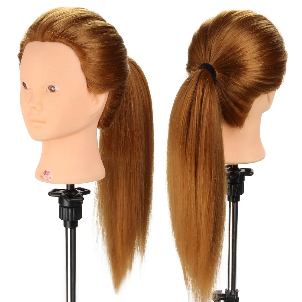 

20" Makeup Training Practice Head 50% Real Hair Professional Hairdressing Dummy Doll Heads for Hairdressers Head Doll
