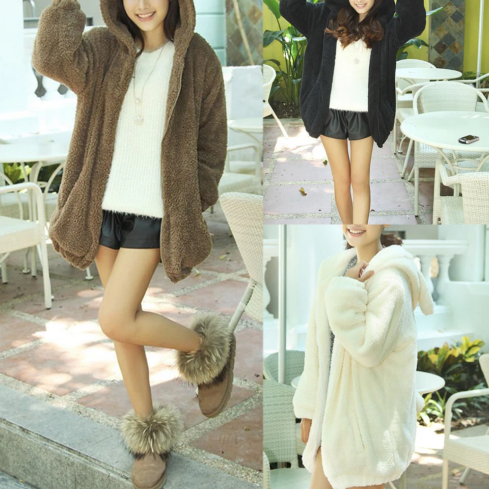 

Покрытый Мехом Пушистый Худи Медведь Ухо И Хвост Мягкий Свитшот Спортивная Кофта Пушистый Простой Оверсайз Кофта С Капюшоном Плис Плюшевый...