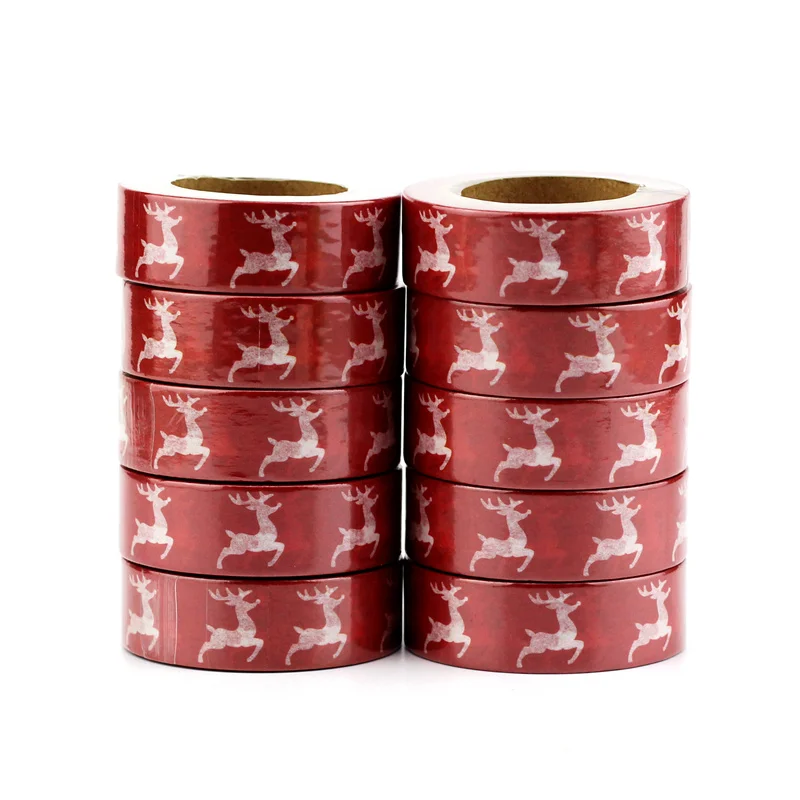 

10pcs/lot Decor Christmas Washi Tapes Paper Red Reindeer DIY Scrapbooking Planner Adhesive Sticker Masking Tapes Cute Stationery