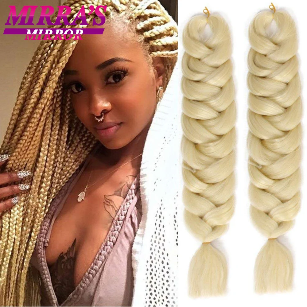 Mirra’s Mirror Jumbo Hair Braids Blonde Blue Synthetic Hair Extension For Braids Pink Braiding Hair 82inches 165g/Pack