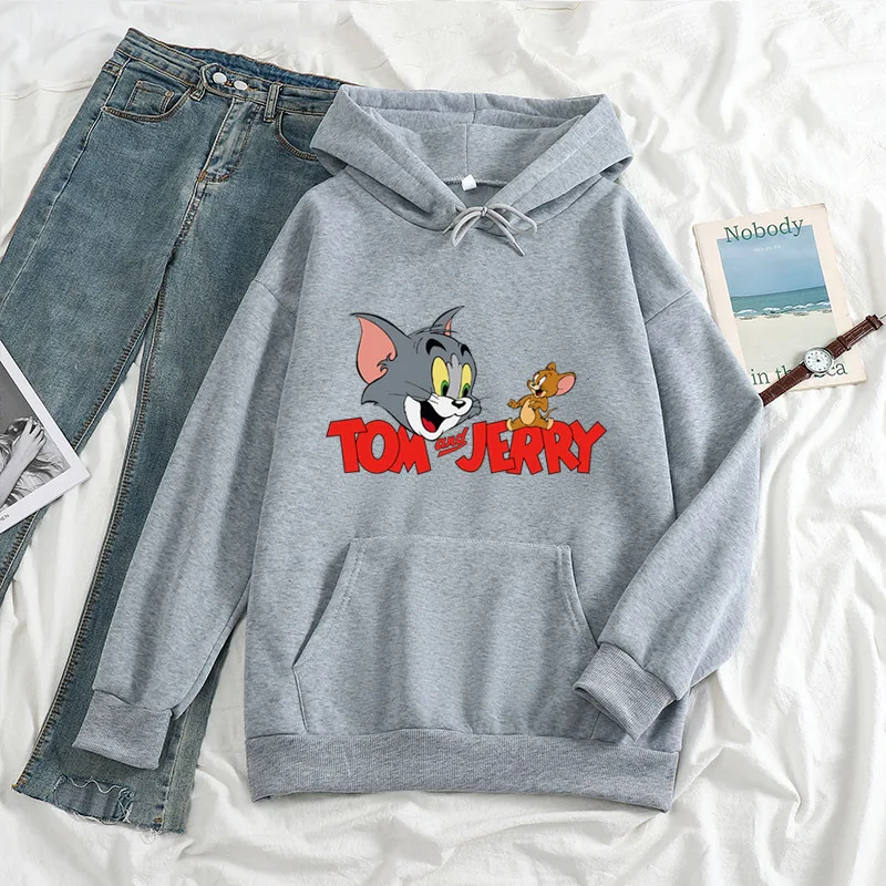 

Japanese Jerry Mouse Funny Cat Kpop Women's Hoodie Harajuku Loose Casual Pullover Fashion Kawaii Sweatshirt Couple Winter