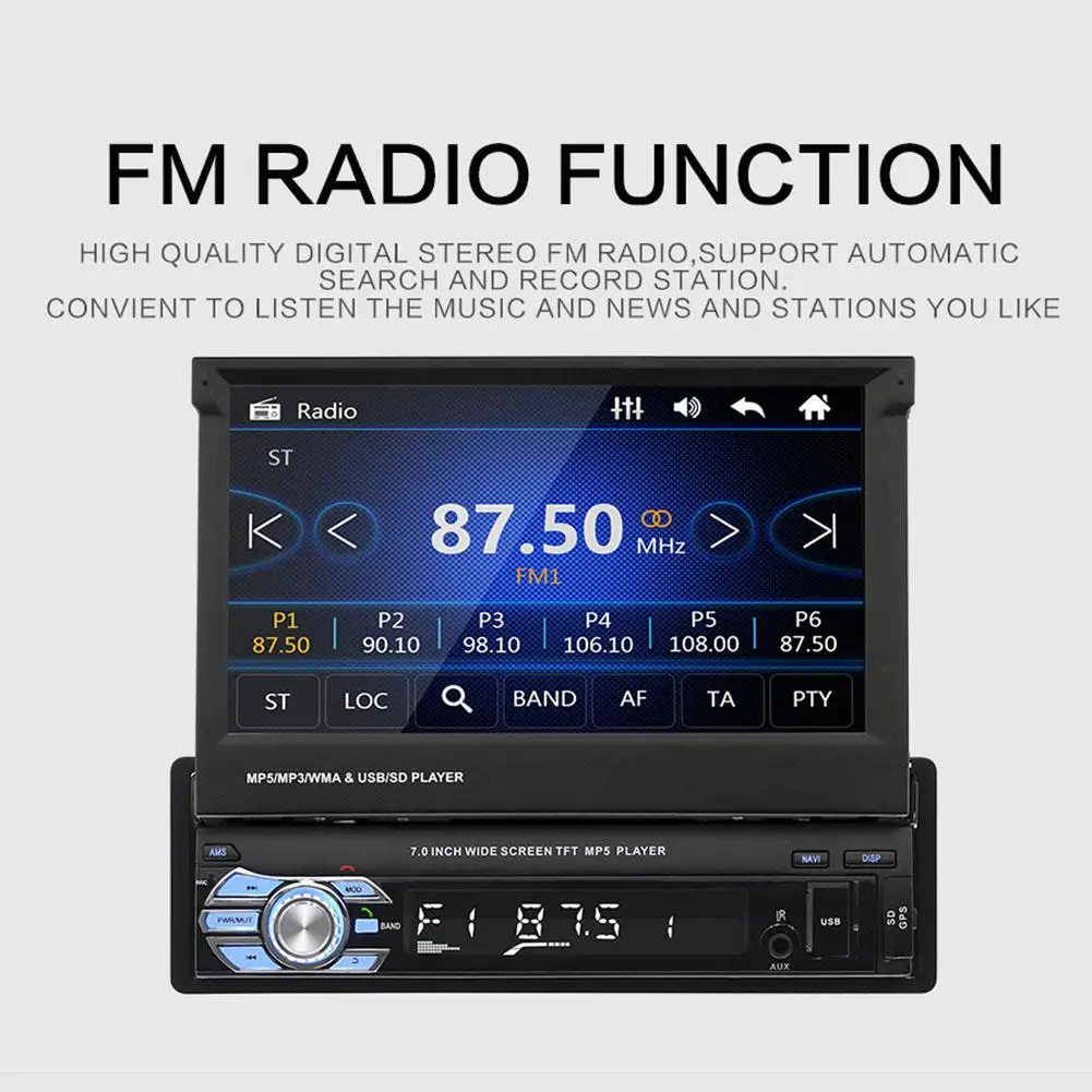 7 дюймов Автомобильный мультимедийный MP5 плеер Авторадио Bluetooth fm-передатчик gps навигация 1DIN android радио с выдвижным экраном