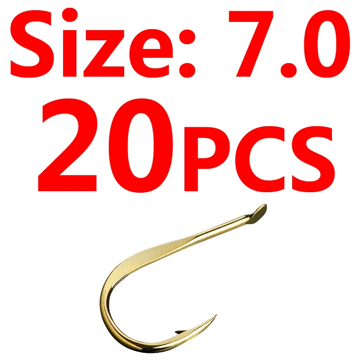 20pcs Size 7 Bimoo 20 шт. золотой цвет сильный Карп Рыболовный крючок колючий японский рыболовный крючок Размер 0,5~ Размер 10 - Цвет: 20pcs Size 7