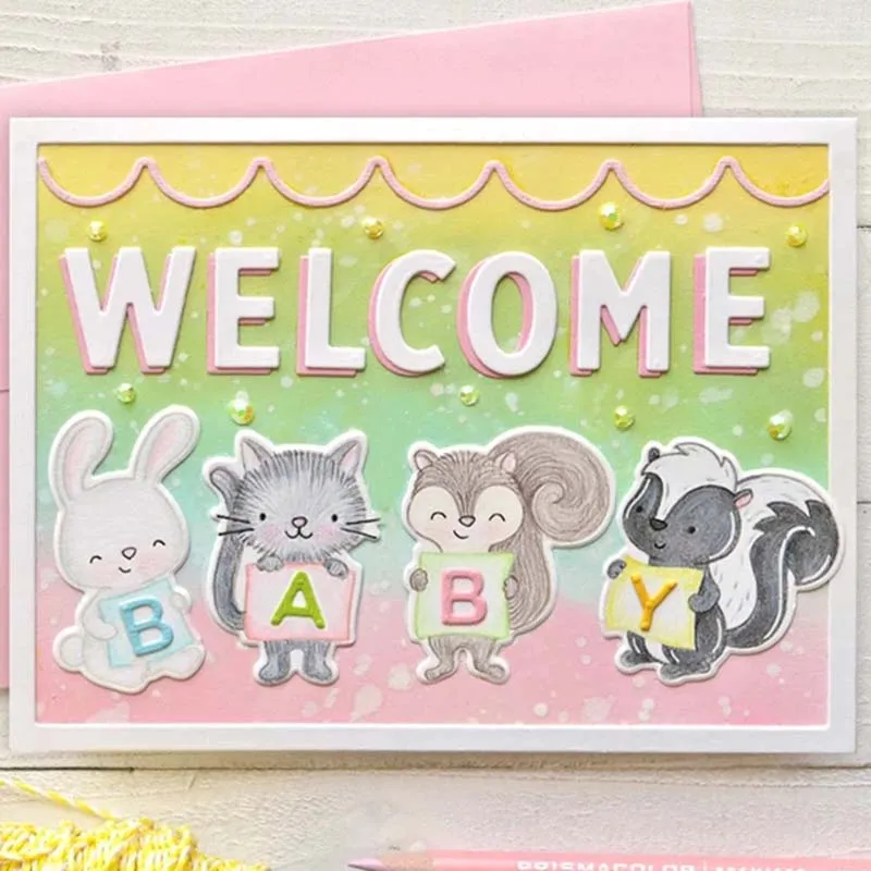 Металлические штампы с буквами животных и прозрачные для рукоделия скрапбукинга