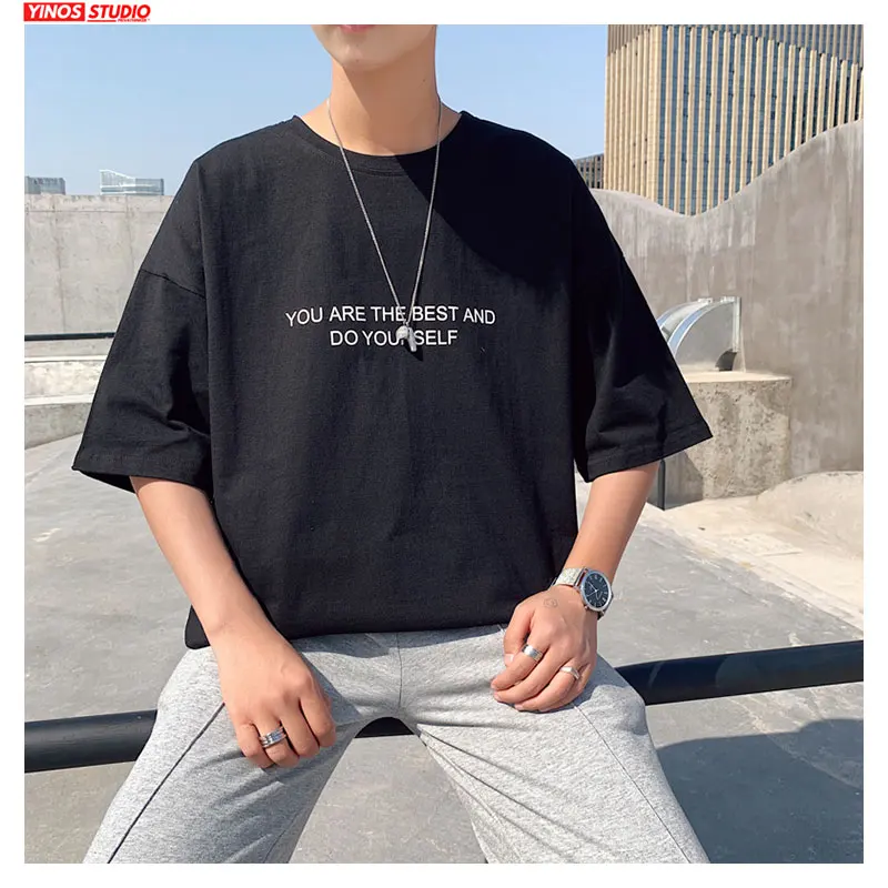 Мужские повседневные футболки с круглым вырезом уличный сверхразмерный топ в
