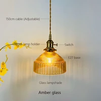 indoor transpare glass pendant lights luminaria decoration modern brass led hanging lamp for kitchenbedroom e27 bulb amber gray