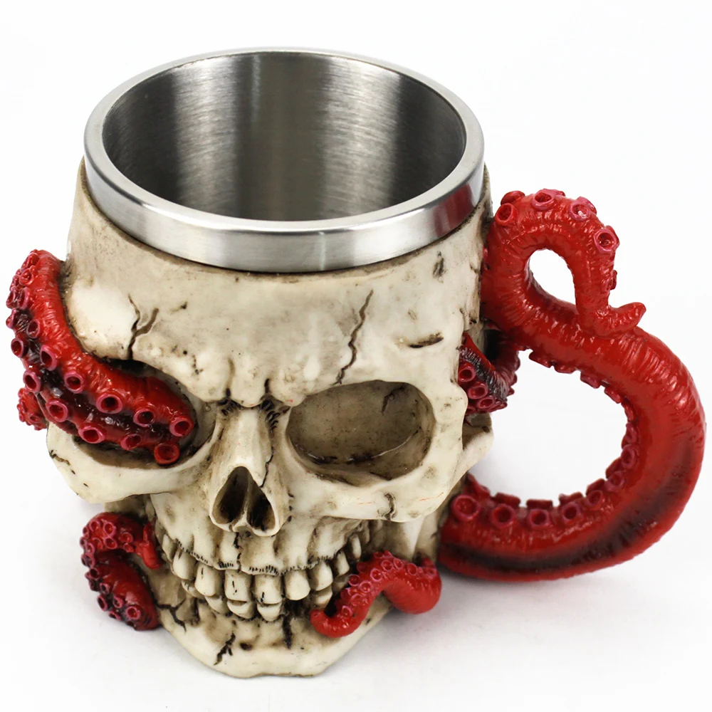 Кружка с изображением черепа поглощенного осьминога кружка череп 304 нержавеющая