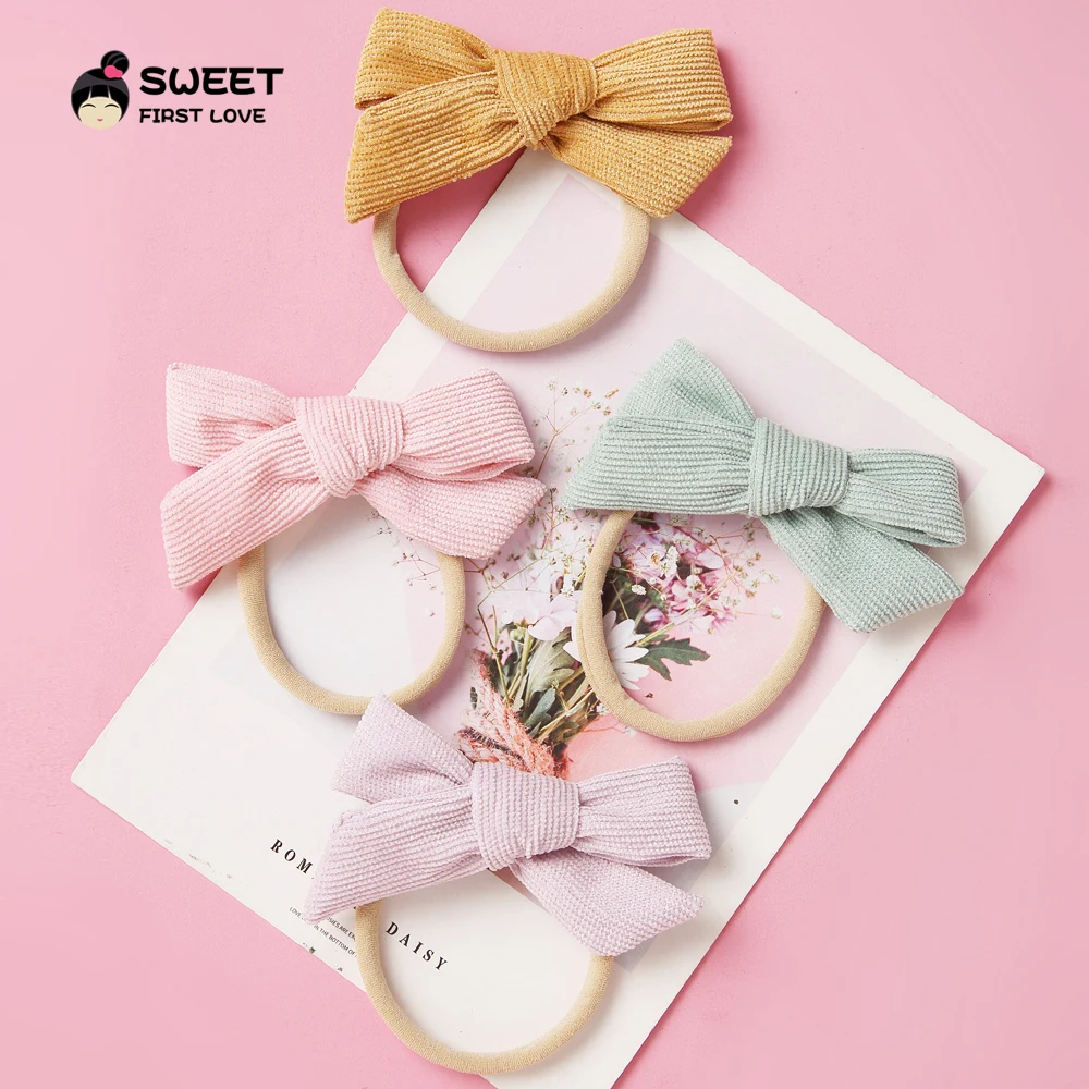 1 шт. милые вельветовые однотонные бантики для волос девочек эластичные