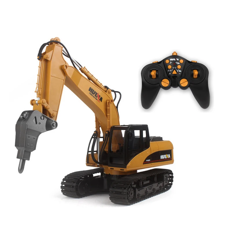 US Stock HUINA Toy 1560 2.4G 1/14 16CH RC Excavator Broken Drill Remote Control Car Model Electric Digger Toys Kids TH18048-SMT6