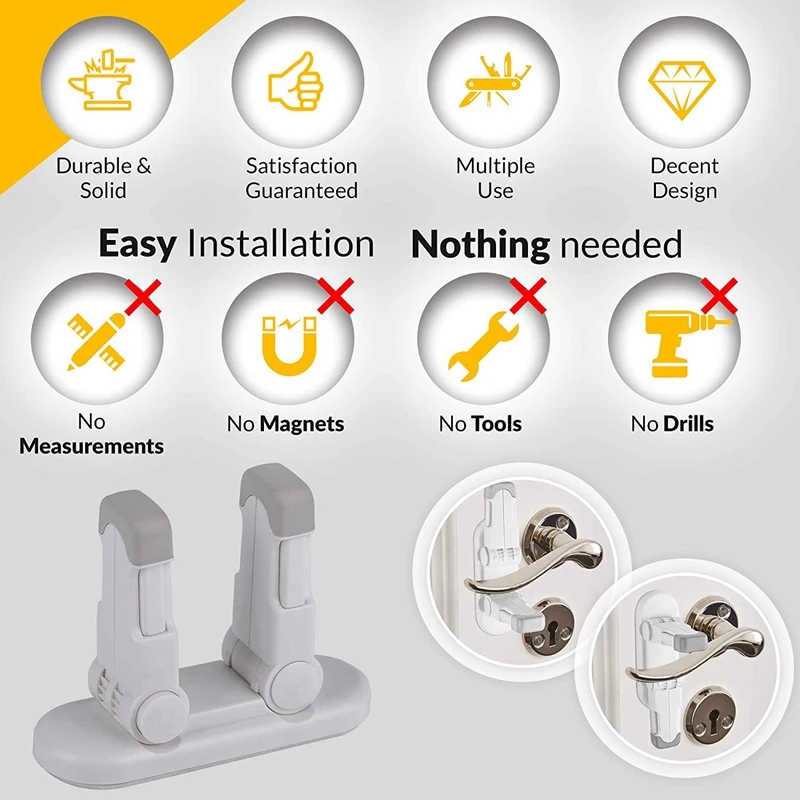 

Baby Proof Lever Lock Door & Cabinet Locks for Children Safety Use for Bedroom,Kitchen (Lever Locks)2 Pack