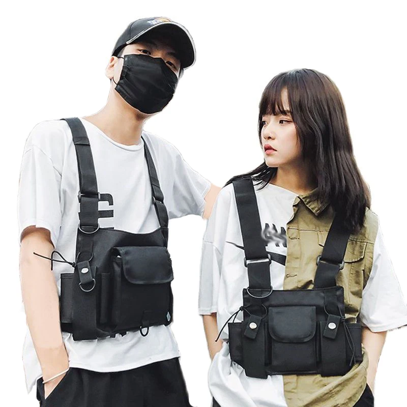 

Functional Tactical Chest Bag Fashion Bullet Hip Hop Vest Streetwear Bag Waist Pack Women Black Chest Rig Bag Travel Accessories