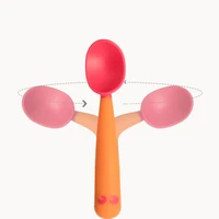 2 pcs spoon for baby utensils set auxiliary food silicone spoons toddler learn to eat training bendable soft infant tableware
