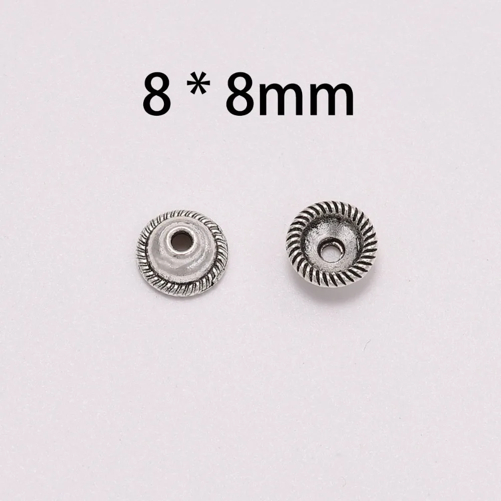 50 шт./лот 8 мм тибетские античные круглые колпачки из бисера цветок для