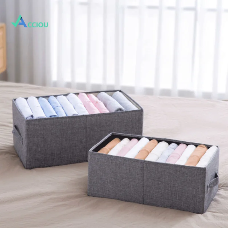 

Cotton And Linen Storage Box Large Capacity For Wardrobe Drawer Underwear Shirt Clothing Organizer Household Storage Tool