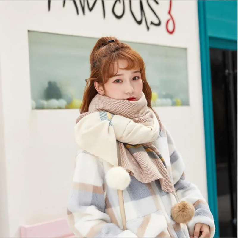 Осень-зима 2019 утолщенный кашемировый шарф с подбором цветов Женская Корейская