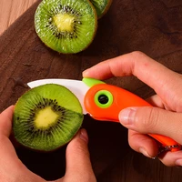 portable creative ceramic fruit knife with light colorful handlewith sheath and white blade foldable travel knife random color