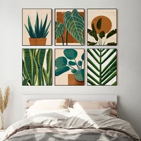 boho plant canvas poster leaf palm botanical art prints minimalist painting nordic style pictures modern living room decoration
