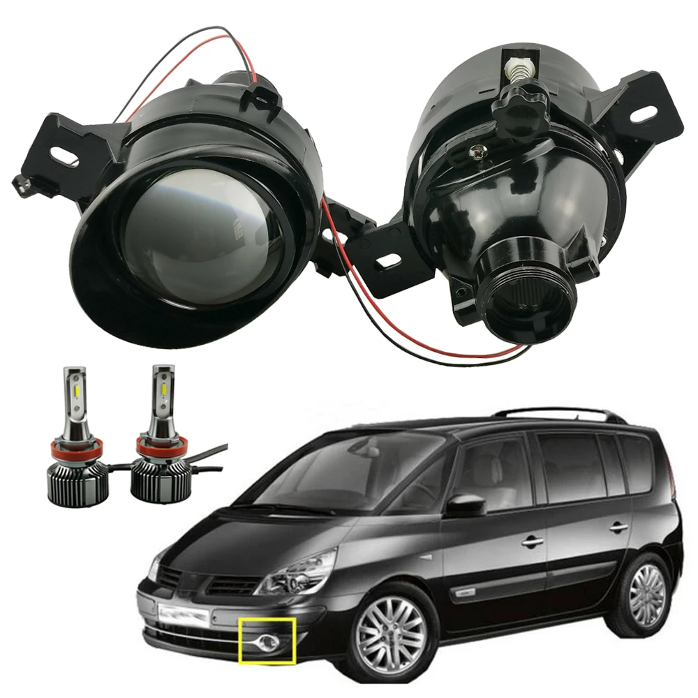 

1pair LED 12V H11 Car Styling Lens Fog Lights For Renault Espace 4 IV JK0-1_ MPV 2003-2012 For Wind E4MF E4MB E4MC E4MA 2010-