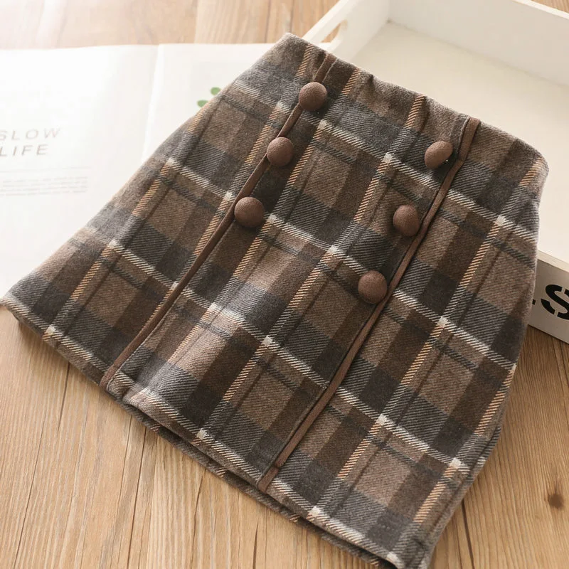 Бархатная клетчатая юбка для девочек одежда малышей детская оптовая продажа |