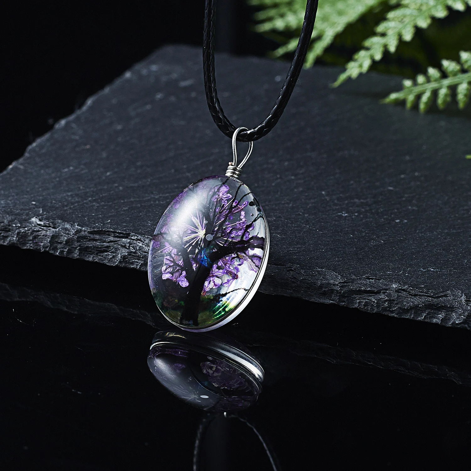 Belleper сушеные дерево цветы пейзаж образец стекла Модный кулон в виде натуральный