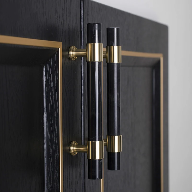 Ручка из натурального мрамора/хрусталя Т-образная латунная ручка для барного