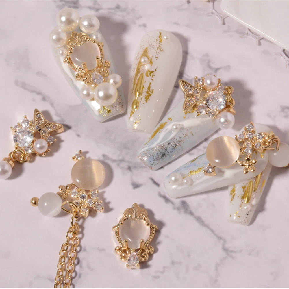 Цепочка с подвеской в форме цветка украшение для дизайна ногтей из металла