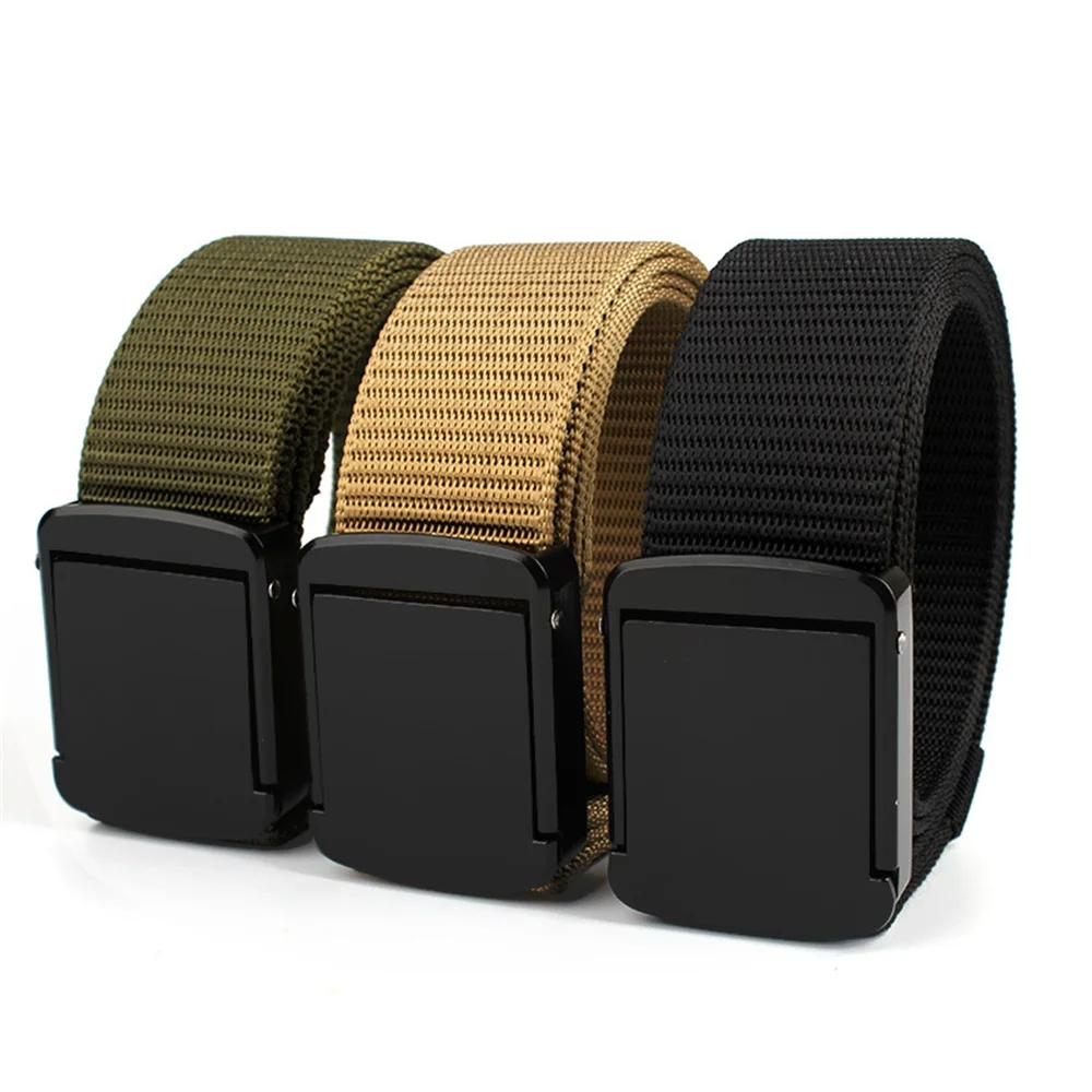 

Belt For Men Luxury Jeans Punk Chain Belt Off White Belt Nylon Non-Metal Canvas Woven 2021new Male Belt Buckle Pure Color Casual
