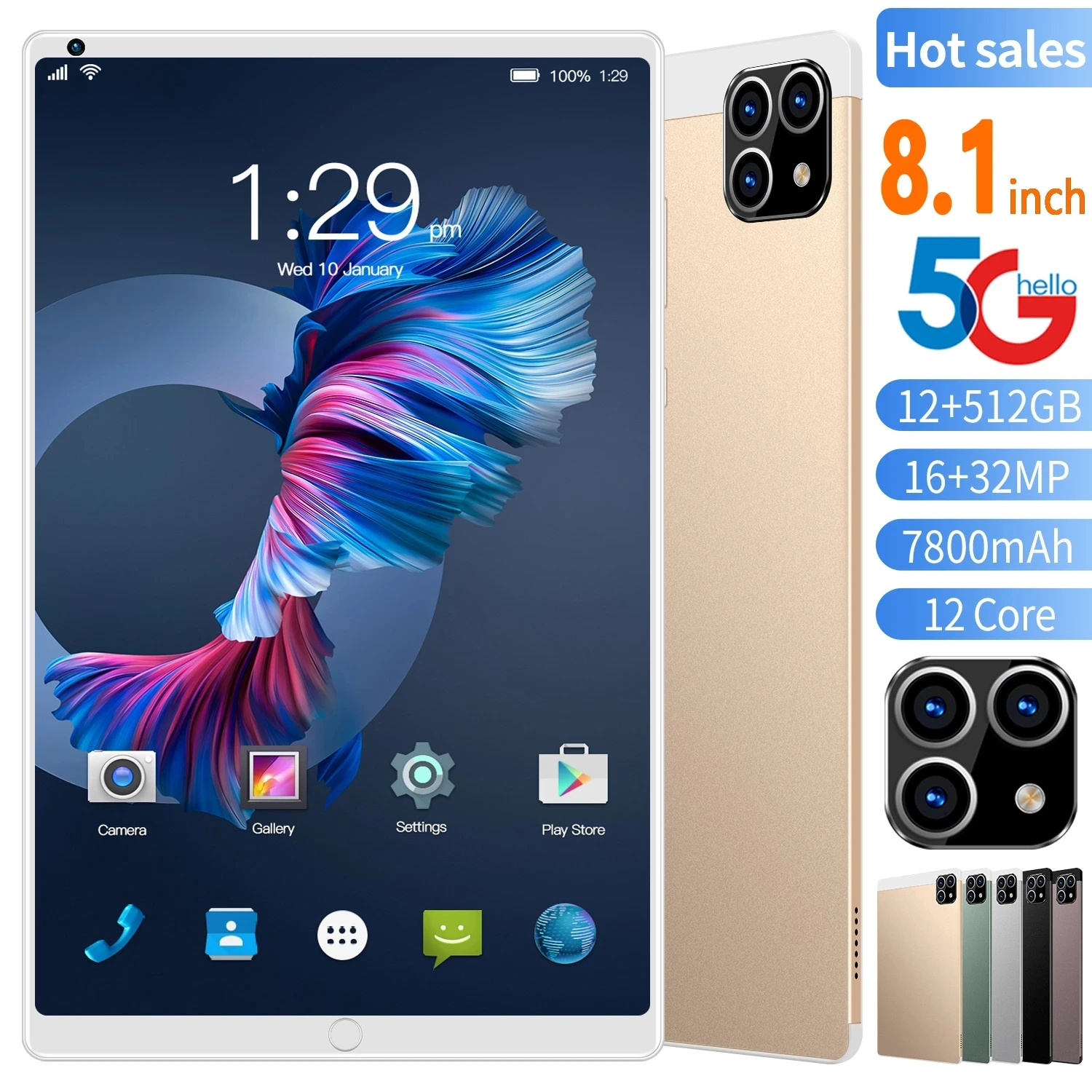 

New Original 8.1 Inch Tablet Pc Quad Core Android 9.0 Tablets 4G Phone Call WiFi GPS Bluetooth Dual SIM Cards 8GB RAM 128GB ROM