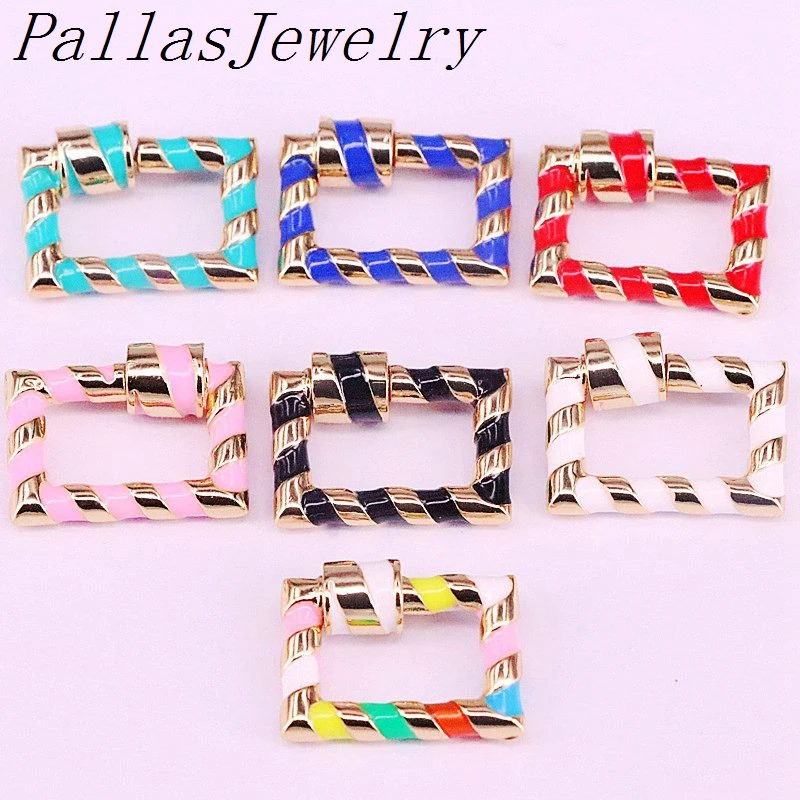 

10Pcs Colorful Enamel Geometric shape Clasps Lock Carabiner Connector For Jewelry Bracelets Necklaces Making Findings