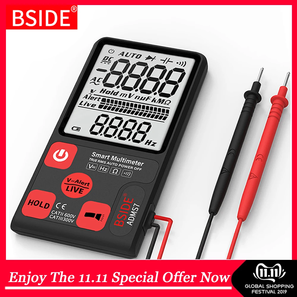 Цифровой мультиметр BSIDE ADMS7 S9CL тестер напряжения постоянного/переменного тока