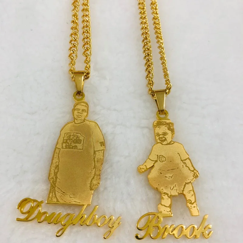 

Custom Picture Photo Necklace Baby Name Necklace For Women Stainless Steel Rose Gold Personalized Nameplate BFF Nekclace Jewelry