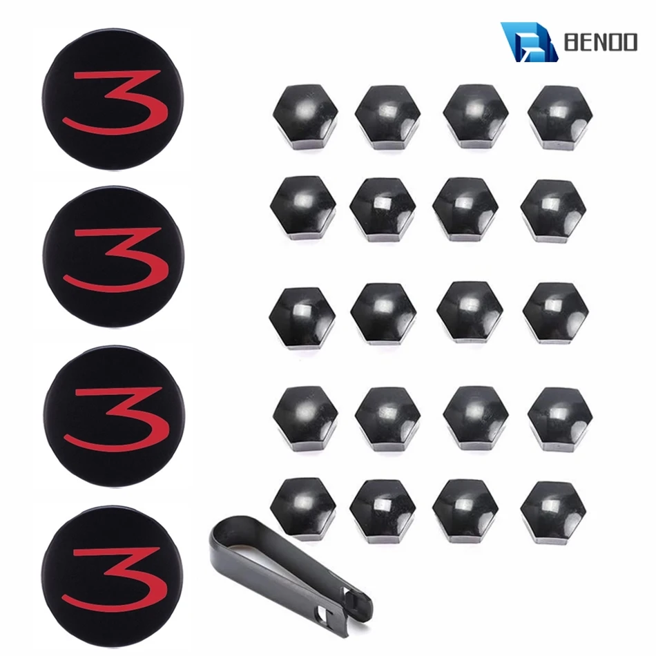 

BENOO 25 PCS Car Wheel Center Hub Caps for Tesla Model 3 Model S Model X With 4 Center Cap Set and 20 Wheel Lug Nut Cover Kit