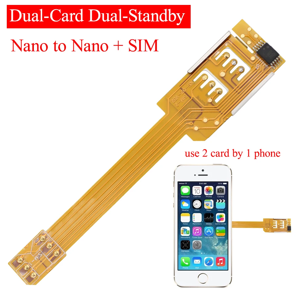 Новая мода на 2 портный Dual Sim карта адаптер устройство для Android iPhone 5 5s 6 плюс Nano сим