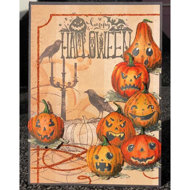 Прозрачные штампы для Хэллоуина с изображением черепа тыквы котов искусственных