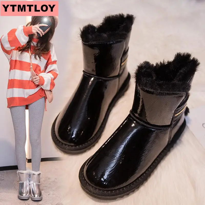 Женские зимние ботинки сверкающие женские новые теплые короткие плюшевые мягкие