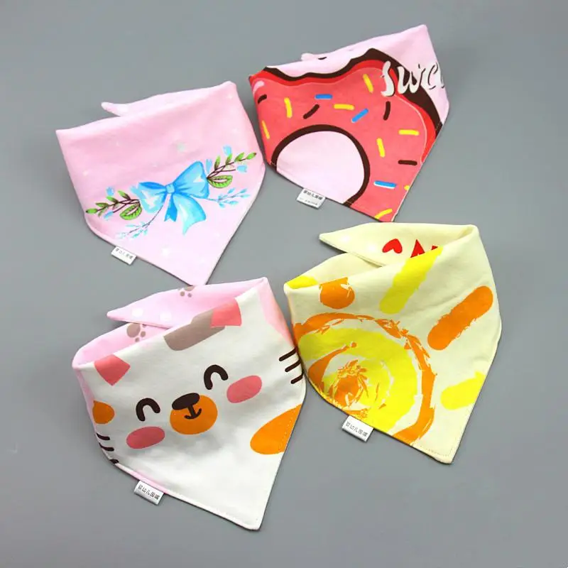 

5 Pieces/lot Baby Triangle Bibs Double Cotton Bibs Triangle Scarf Cotton Cartoon Child Baberos Bandana Baby Boys Girls Feeding