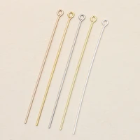 40pcslot copper gold silver color eye head pins 70mm length head pins needles eye pins for diy jewelry marking findings