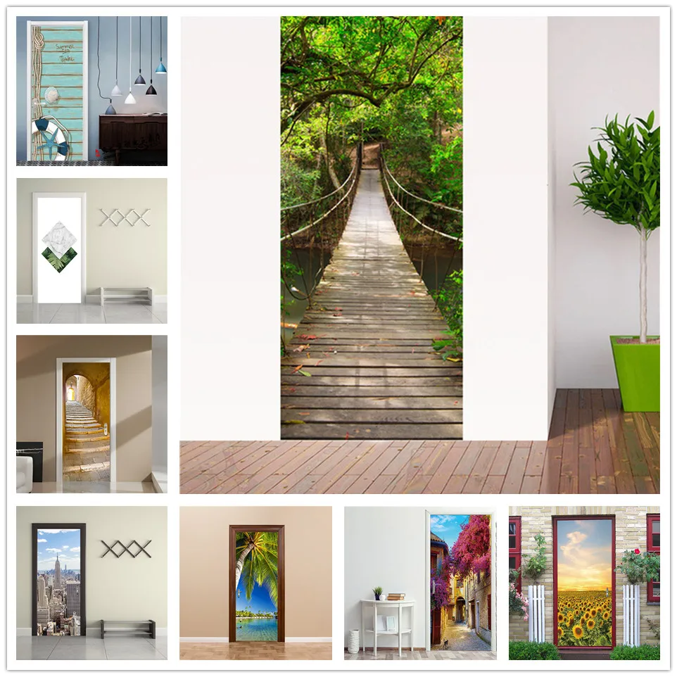 Наклейка на дверь моста самоклеящиеся водонепроницаемые обои сделай сам