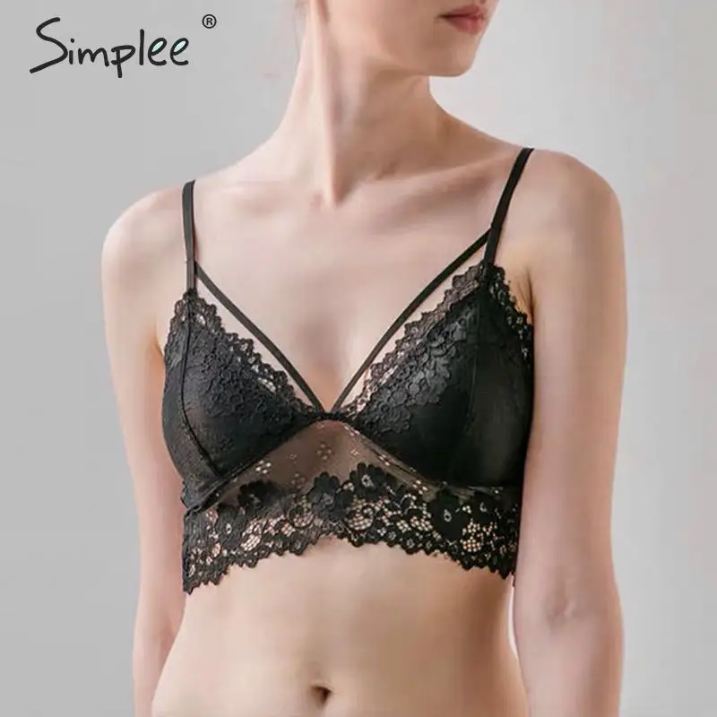 Simplee женский кружевной интимный сексуальный бюстгальтер с цветочной вышивкой на
