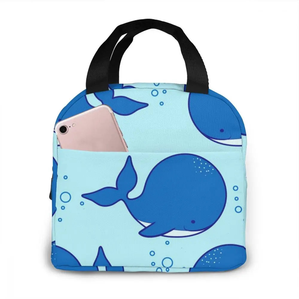 

Ланч-бокс с голубым дельфином, модная Термосумка с изоляцией для пикника, для женщин, детей, мужчин, сумка-тоут