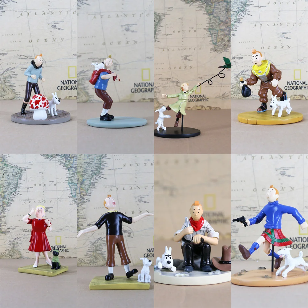 

Herge Comic Anime Les Aventures de Adventures of Tintin Milou Snowy Haddock Dupond DIY Statue Figure Model Toys Gift